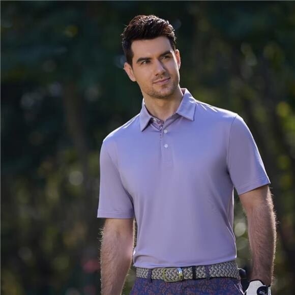 Mens Polo Short and Long Sleeve Casual Solid Stylish Dry Fit Performance T-shirt - Picture 3 of 5